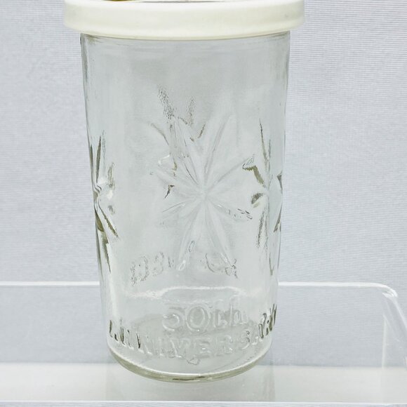 Vintage Kraft 50th Anniversary Glass Cheese Jars Set Of 4 Starburst Pattern - Picture 5 of 12